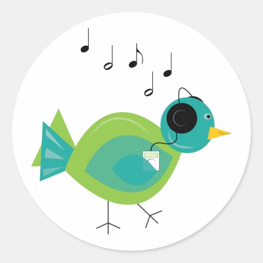 Music Bird Runder Aufkleber (Vorderseite)