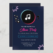 Music Birthday Party Einladung (Vorne/Hinten)