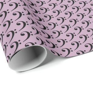 Music Black Bass Clef auf Mauve Mist Lila Geschenkpapier