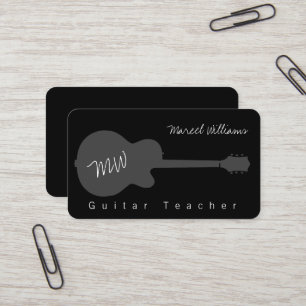 Music Black Business Card mit akustischer Gitarre Visitenkarte