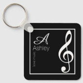 Music Black Schlüsselanhänger Stilvoll Mit Monogra (Vorderseite)