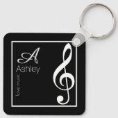 Music Black Schlüsselanhänger Stilvoll Mit Monogra (Rückseite)