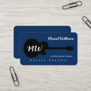 Music Blue Business Card mit schwarzer Tinte. Gita Visitenkarte
