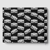 Music Boombox Print Art Muster Boomboxen Schwarz Gästebuch (Rückseite)