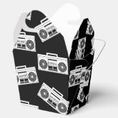 Music Boombox Print Art Muster Boomboxen Schwarz Geschenkschachtel (Geöffnet)