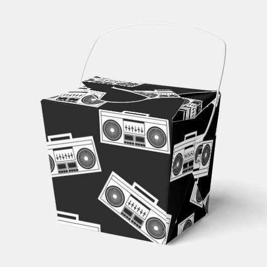Music Boombox Print Art Muster Boomboxen Schwarz Geschenkschachtel (Vorderseite)