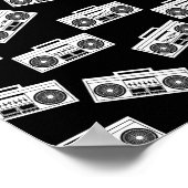 Music Boombox Print Art Muster Boomboxen Schwarz Poster (Ecke)