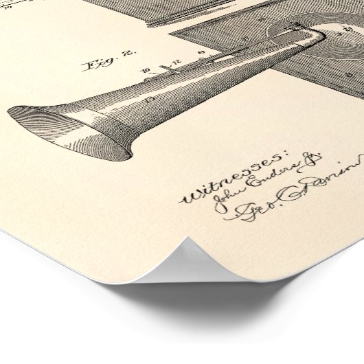 Music Boxs 1904 Patent Art Old Peper Poster (Ecke)