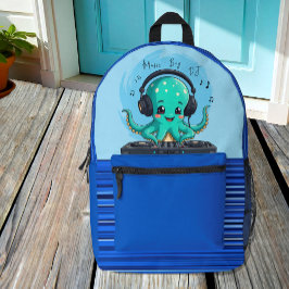 Music Boy, Happy Octopus DJ Party Bedruckter Rucksack