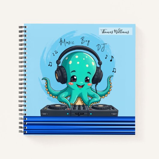 Music Boy, Happy Octopus DJ Party Notizblock (Vorderseite)