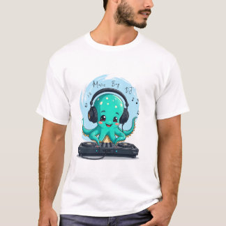 Music Boy, Happy Octopus DJ T - Shirt, Party T-Shirt
