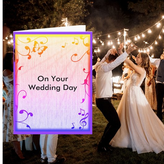 Music Butterfly Blätter Farbenfrohe Holzkörner Hoc Karte