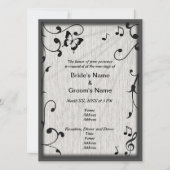 Music Butterfly Blätter Grau & Black Wood Wedding Einladung (Vorderseite)
