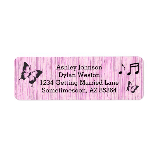 Music Butterfly Blätter Rosa Lila Holzhochzeit (Vorne)