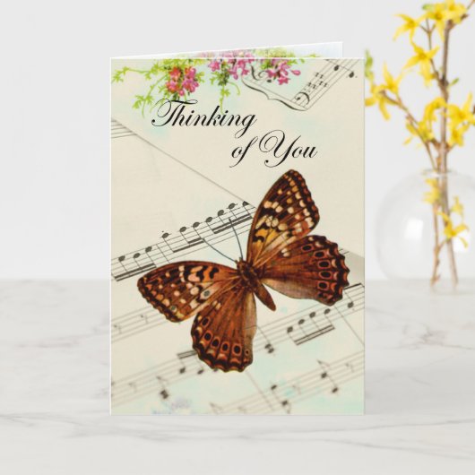 Music Butterfly Denken Sie an Sie Karte (Gelbe Blume)