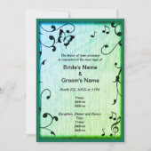 Music Butterfly Verlasse Grüne Holzhochzeit Einladung (Vorderseite)