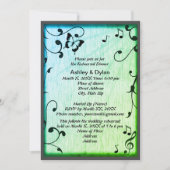 Music Butterfly Verlasse Grüne Holzhochzeit Einladung (Vorderseite)