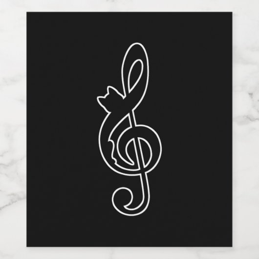 Music Cat Clef   Weinetikett (Einzelnes Label)