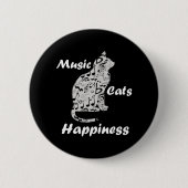 Music Cats Happy - Musiker Lover Quote Button (Vorderseite)