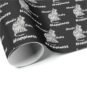 Music Cats Happy - Musiker Lover Quote Geschenkpapier
