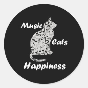 Music Cats Happy - Musiker Lover Quote Runder Aufkleber