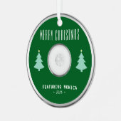 Music CD Foto Green Christmas Tree Ornament Aus Metall (Vorderseite links)