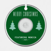 Music CD Foto Green Christmas Tree Ornament Aus Metall (Vorderseite)