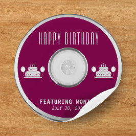 Music CD Happy Birthday Party Runder Aufkleber