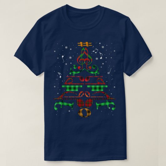 Music Christmas Tree Music Note Treble Clef Decor T-Shirt (Design vorne)