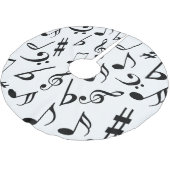 Music Christmas Tree Skirt : Schwarz und Weiß Polyester Weihnachtsbaumdecke (Schrägansicht)