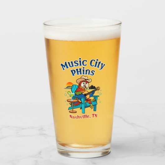 Music City Phins Pint Glass Glas (Vorne (Gefüllt))