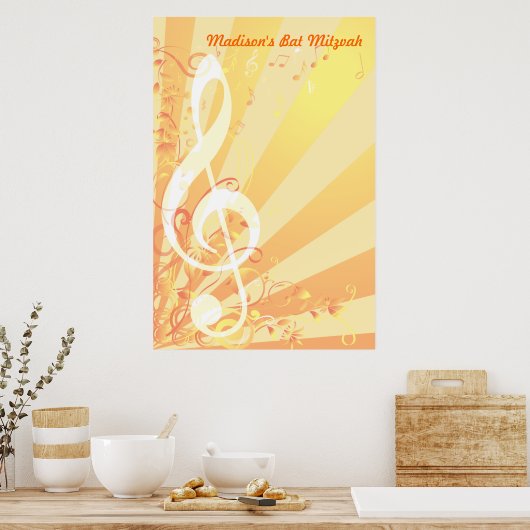 Music Clef Bat Mitzvah Sign-In Poster (Küche)