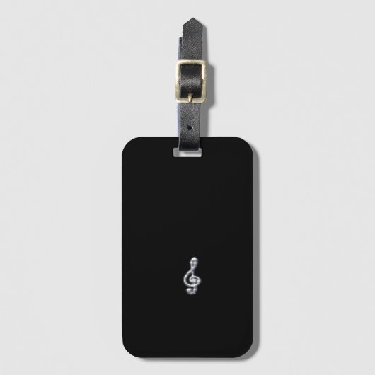 Music Clef Black Luggage Tag Gepäckanhänger (Vorderseite Vertikal)