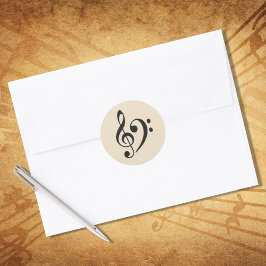 Music Clef Black Tan Runder Aufkleber