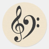 Music Clef Black Tan Runder Aufkleber (Vorderseite)