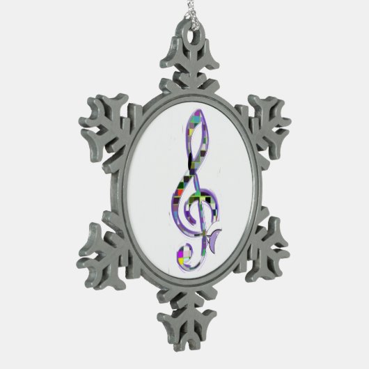 Music Clef G Schneeflocken Zinn-Ornament (Links)