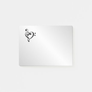 Music Clef Heart Post-it Klebezettel