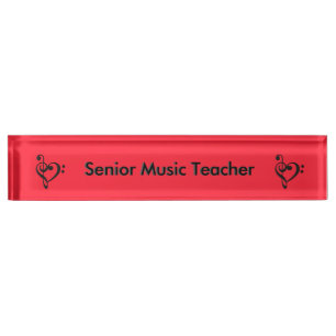 Music Clef Heart Red Namensplakette