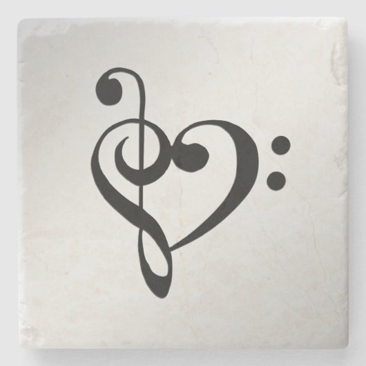 Music Clef Heart Steinuntersetzer (Vorderseite)