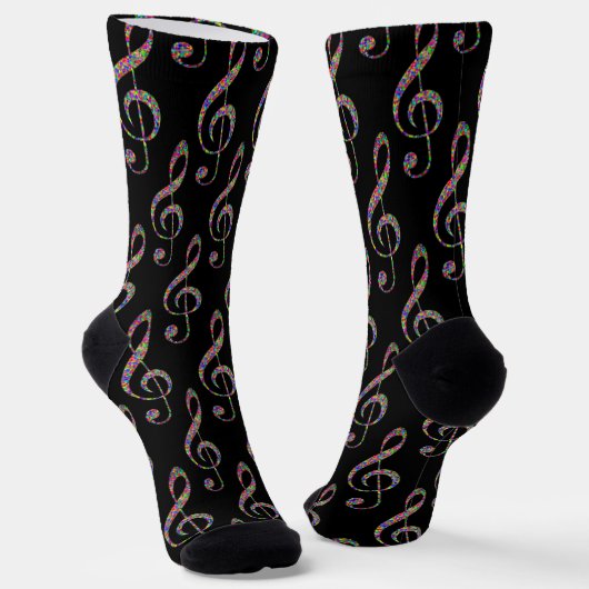 Music Clef Muster Socken (Gewinkelt)