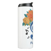 Music Clef Note Orange Blume Musical Personalize Thermosbecher (Nach links gedreht)