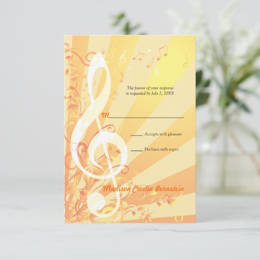 Music Clefs Bat Mitzvah Small Repitation RSVP Karte (Stehend Vorderseite)