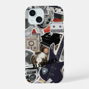 Music Collage Phone Case, Retro Music Art Cover iPhone 15 Hülle