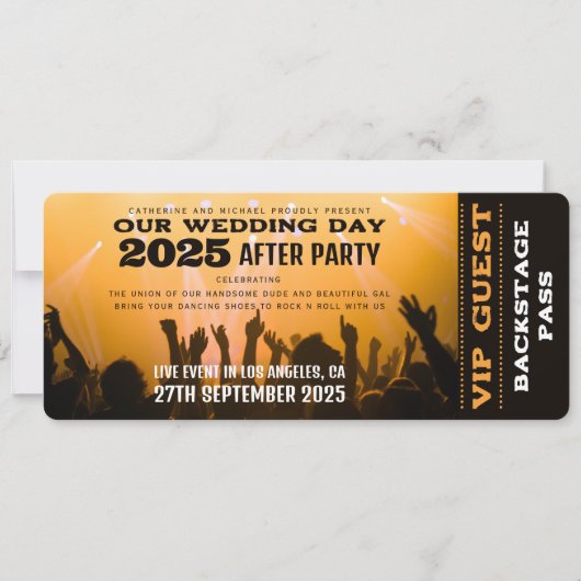 Music Concert VIP Ticket mit QR Code Save The Date (Vorderseite)