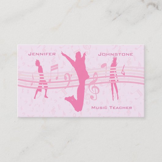 Music Dance and Drama Pink Werbung Visitenkarte (Vorderseite)