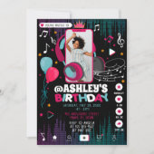 Music Dance Party Foto Geburtstag Einladung (Vorderseite)