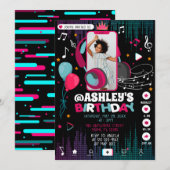 Music Dance Party Foto Geburtstag Einladung (Vorne/Hinten)