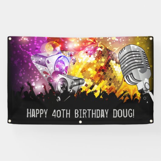 Music Dance Party Personalisiert Geburtstagsbanner Banner (Horizontal)