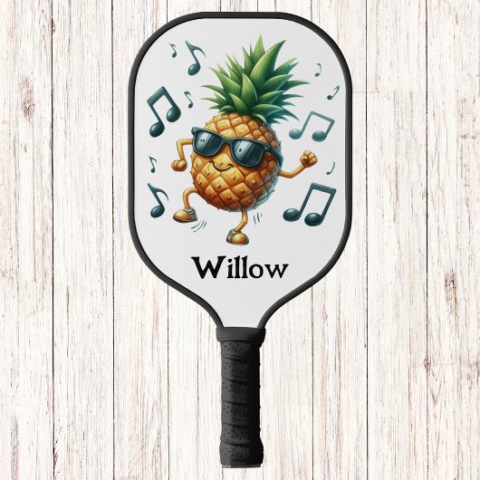 Music Dancing Groovy Pineapple Monogram Pickleball Schläger