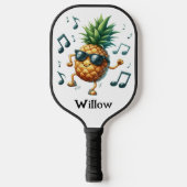 Music Dancing Groovy Pineapple Monogram Pickleball Schläger (Vorderseite)